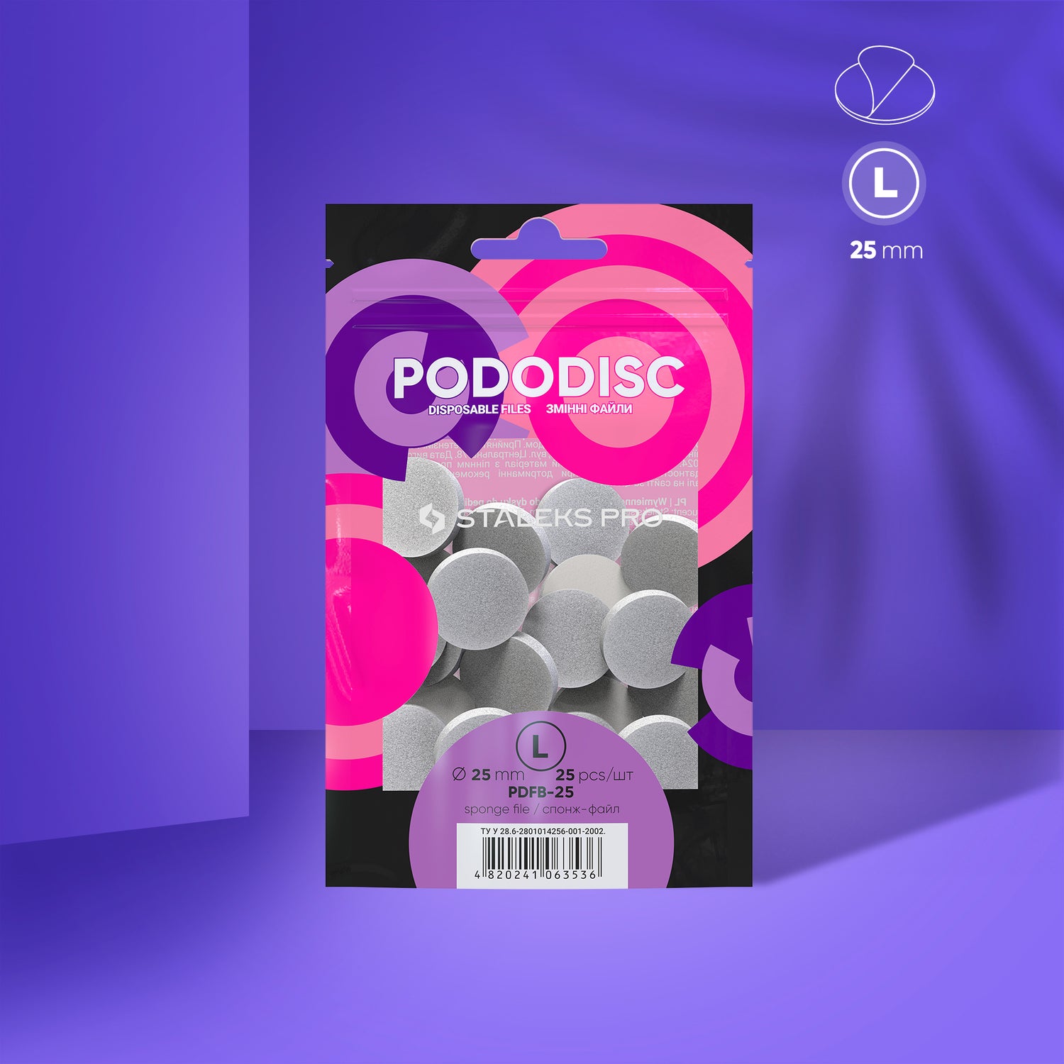 Einweg-Schwammfeile Für Pedikürescheibe PODODISC STALEKS PRO L (25 Stück)