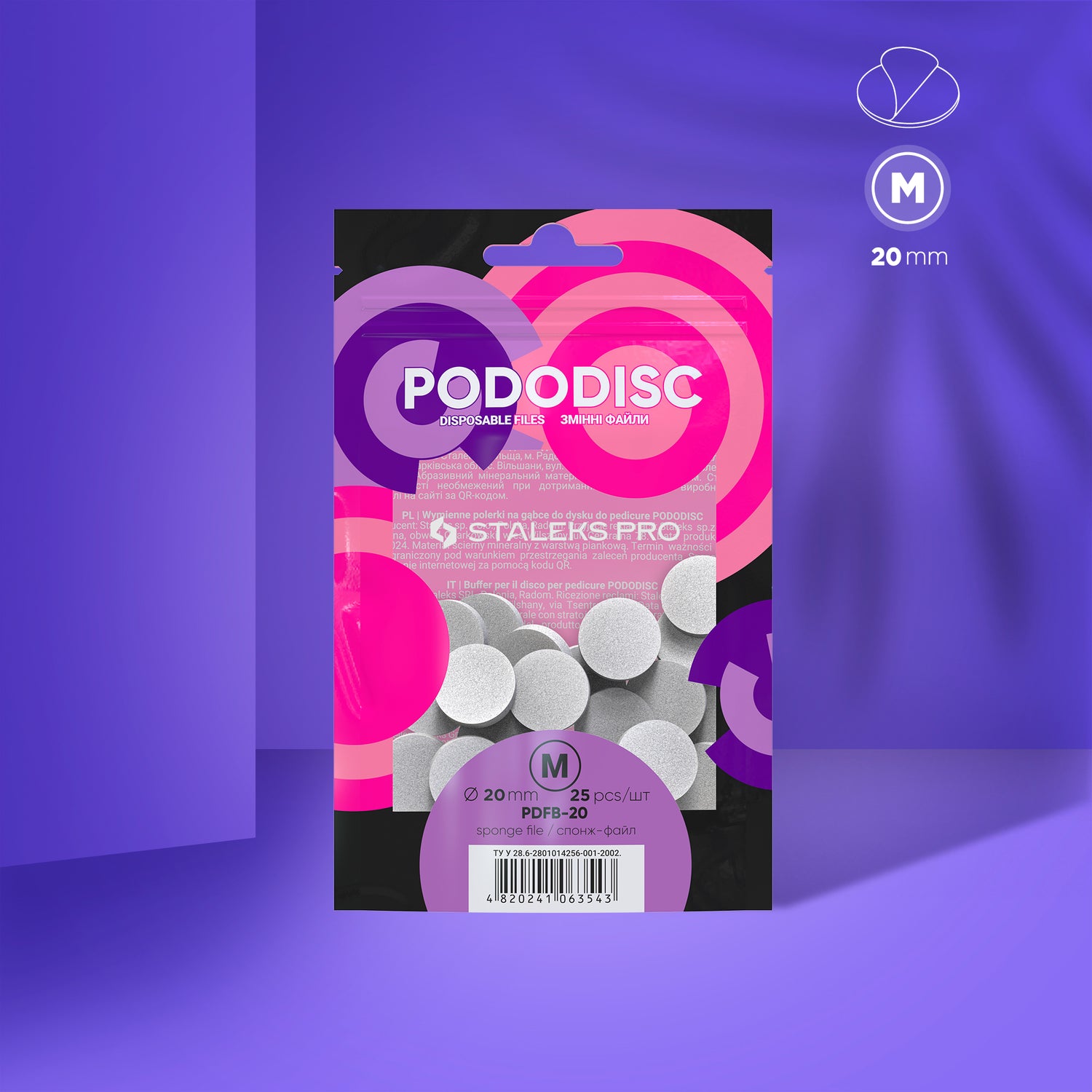 Einweg-Schwammfeile Für Pedikürescheibe PODODISC STALEKS PRO M (25 Stück)