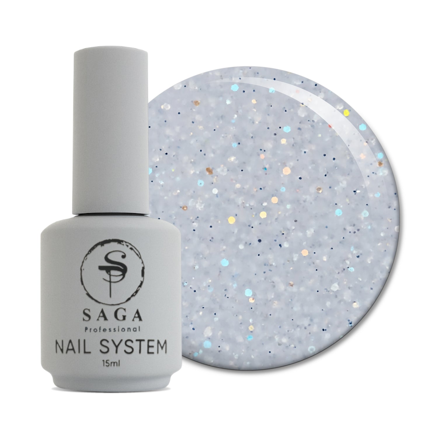 SAGA professional LIQUID GEL 29 (white glitter, reflective), 15 ml