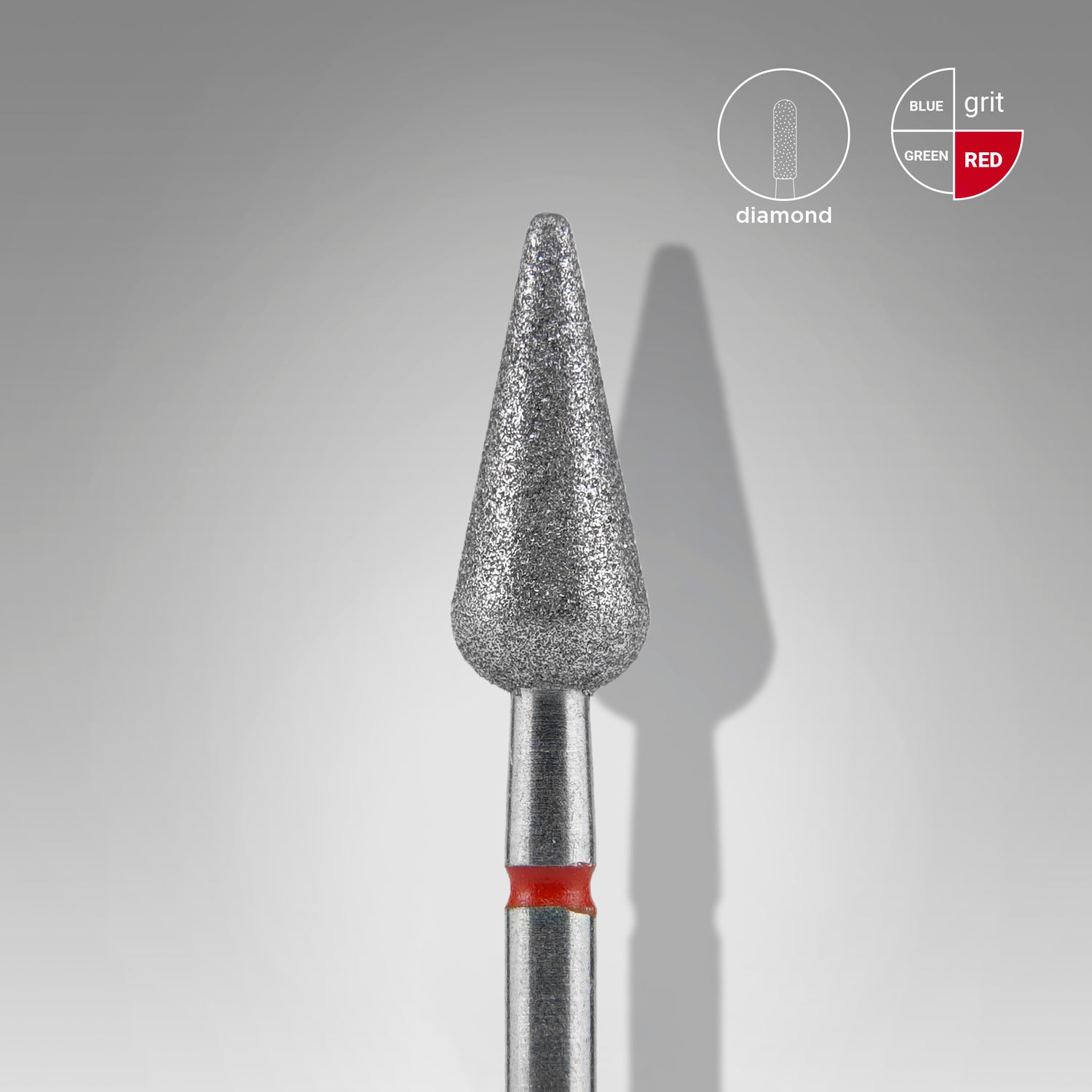 STALEKS EXPERT Rote Diamantfräser „Spitze Birne“, Durchmesser 5 mm, Arbeitsteil 12 mm