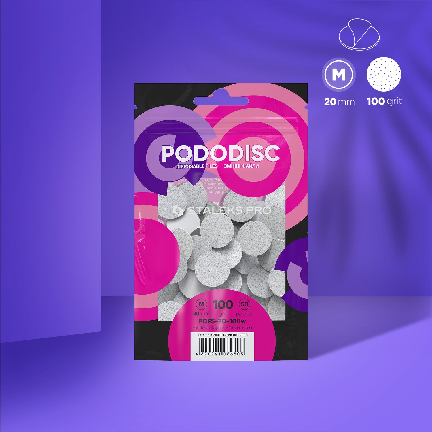 Weiße Einwegfeilen Für Pedikürescheibe Soft PODODISC STALEKS PRO M (50 Stück)