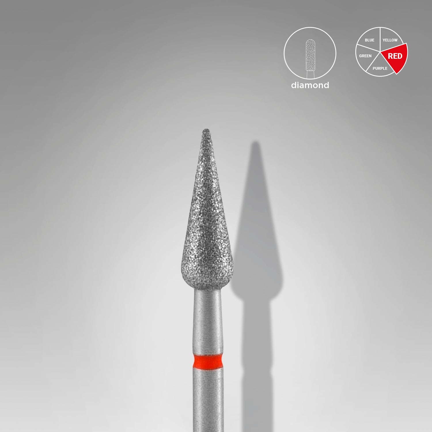 STALEKS EXPERT Diamantfräser „Spitze Birne“ rot, Durchmesser 4 mm, Arbeitsteil 12 mm