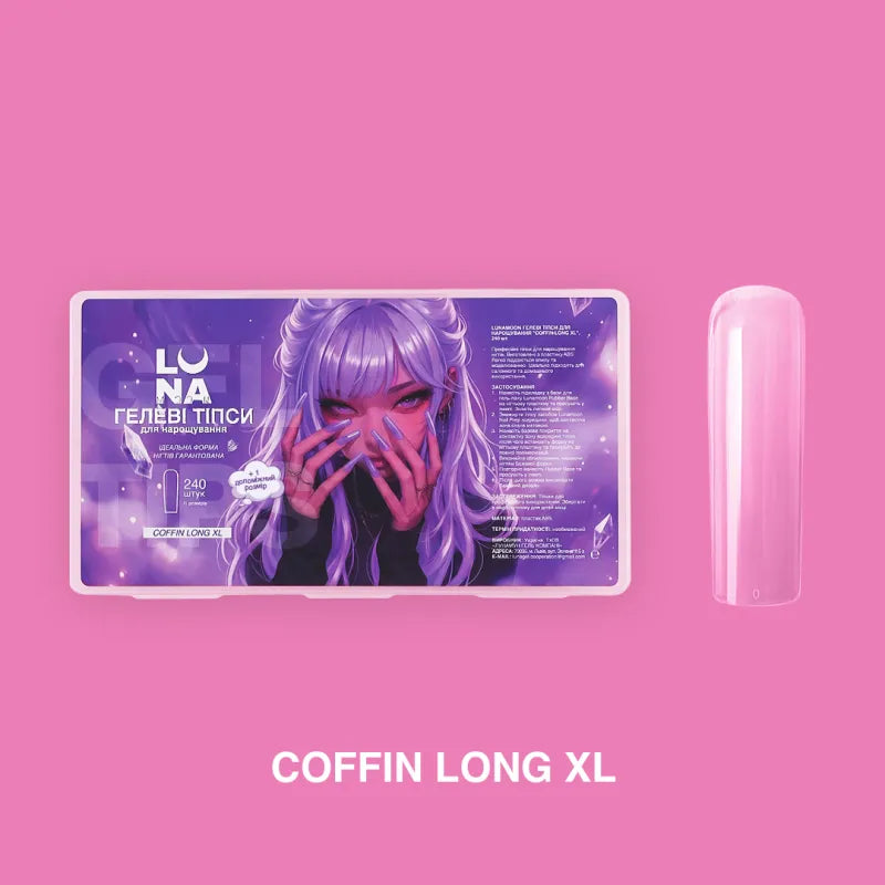 Lunamoon Gel Tips Coffin Long XL