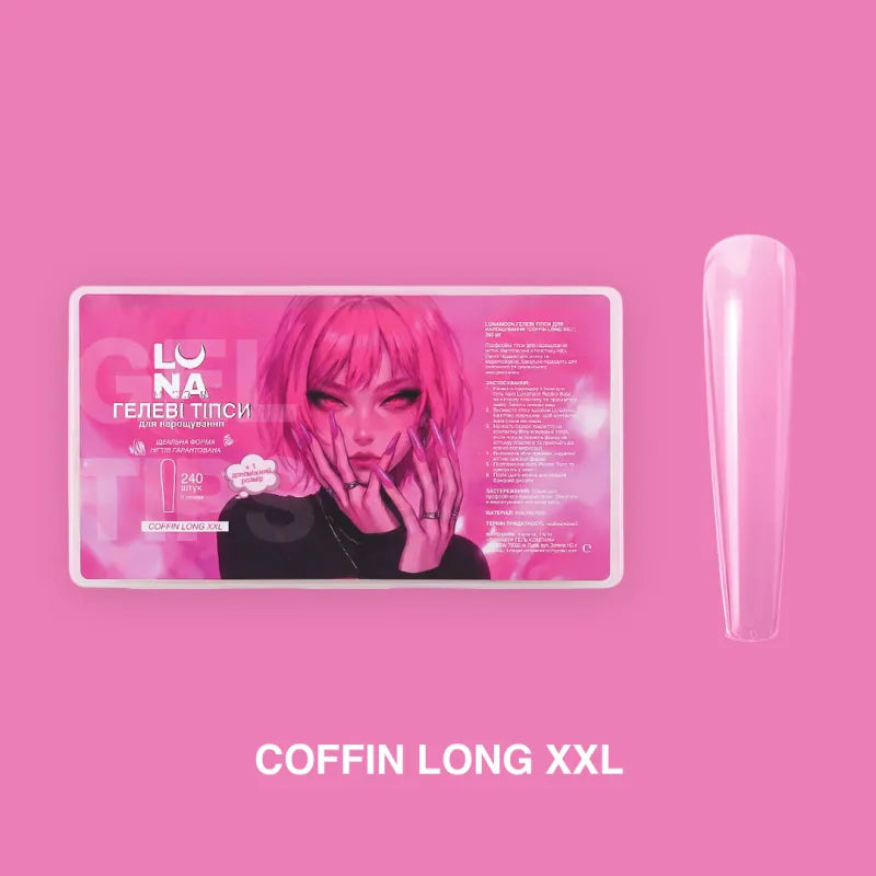 Lunamoon Gel Tips Coffin Long XXL