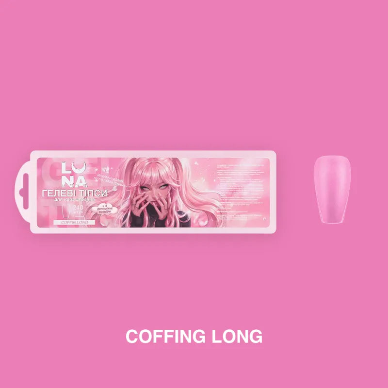 Lunamoon Gel Tips Coffin Long